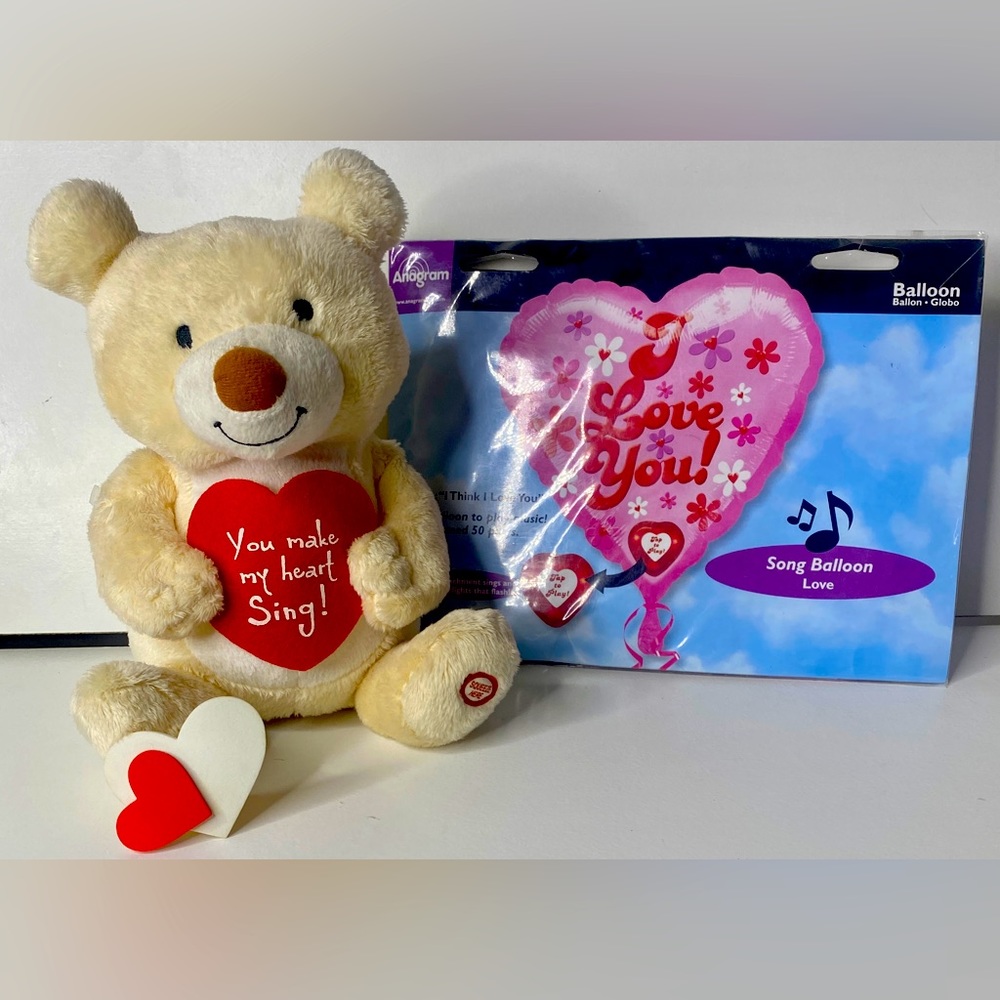 Valentines Teddy Bear 🧸 Plush Shakes/Sings & Anagram LED Singing Balloon 🎈